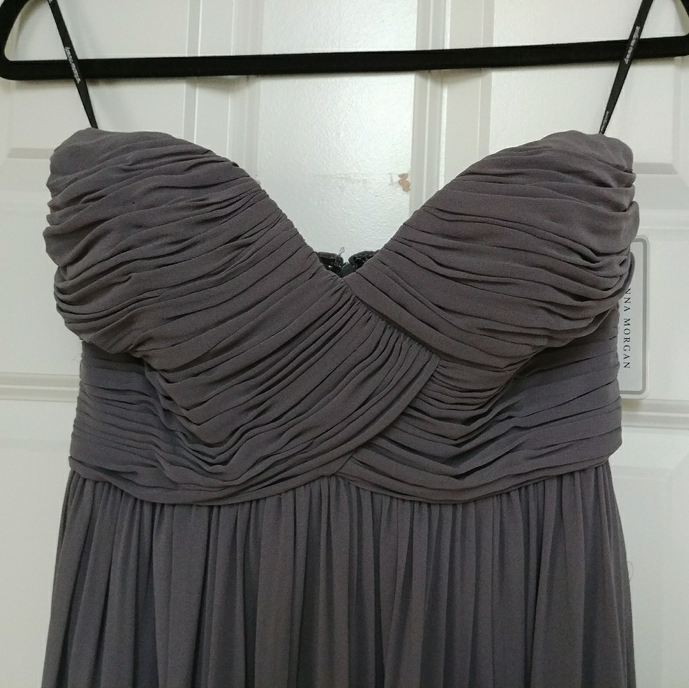 **NWT SIZE 2: Donna Morgan | Charcoal Prom/Formal Dress - Picture 5 of 8